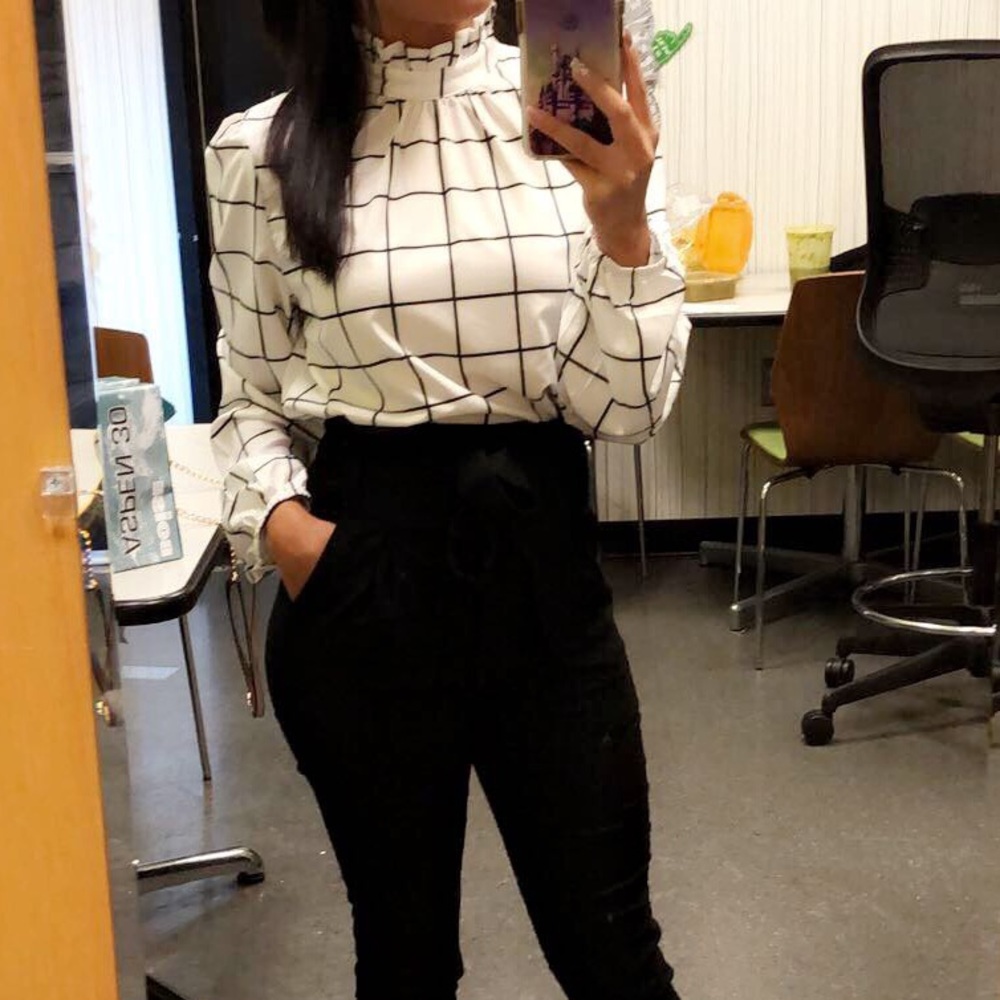 Black and white plaid long sleeve